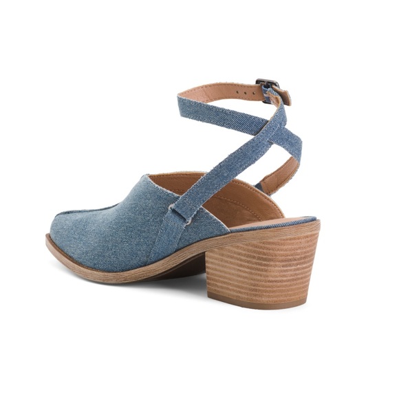 Lucky Brand Winola Ankle Strap Wedge Mules Medium Blue Denim Women’s Size 6 - Picture 7 of 12